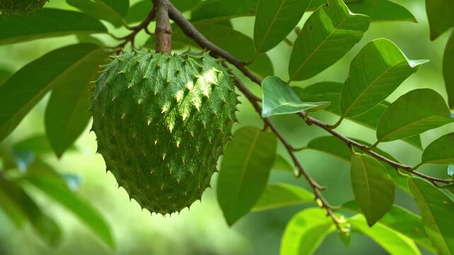 soursop hanging at tree during daylight