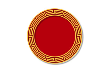 Luxury Red Circle with Golden Greek Key Meander Border Pattern