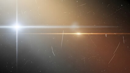 A bright, glowing light source with a prominent horizontal lens flare and subtle dust particles on a dark gradient background.