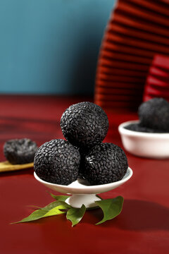 Black Sesame Seed Balls, Traditional Asian Handmade Snack