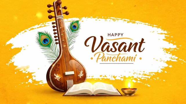 Happy Vasant Panchami Festival Saraswati Puja Celebration Background