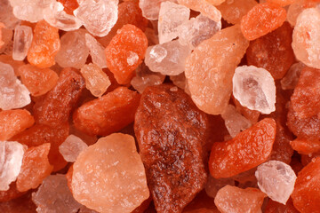 Macro detail of Himalayan salt crystals in a natural texture
