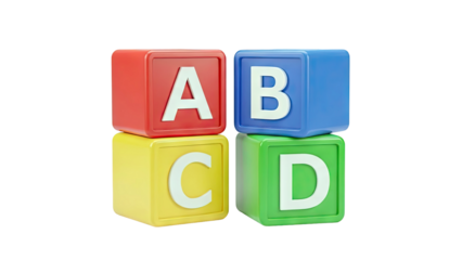 Colorful Alphabet Blocks Stacked on White Background