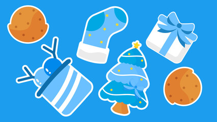 This festive illustration showcases holiday elements like cookies tree and gift box 4K pattern video