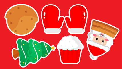 Christmas icons a cookie mittens tree cupcake and santa 4K pattern video
