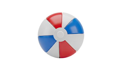 Red, White, and Blue Beach Ball on White Background