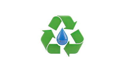 Obraz premium Water Recycling Symbol: Blue Drop within Green Arrows