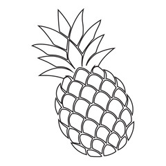 Obraz premium pineapple icon with leaf, tropical fruit isolated on white background