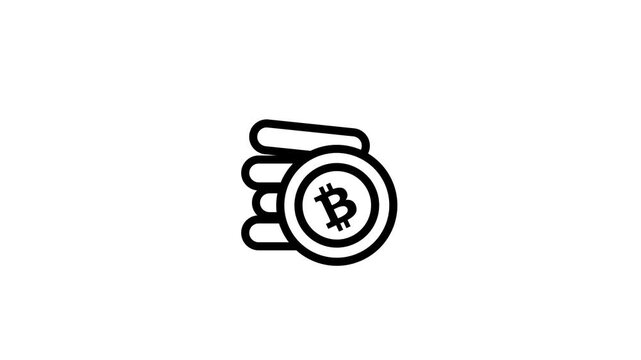 Bitcoin Cryptocurrency Coin Stack Icon Animation Loop on White Background.
