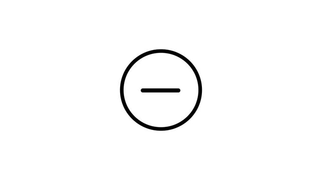 Hand drawn plus and minus sign sketch animation loop.