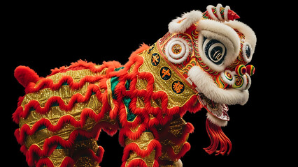Colorful Chinese Lion Dance Costume Close-Up