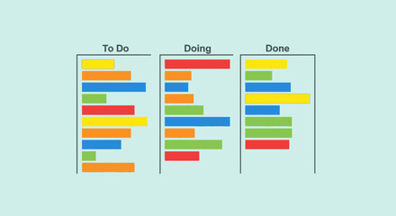 Colorful Kanban Board with Task Lists.