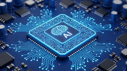 Fototapeta premium Ai integrated circuit isolated on white background
