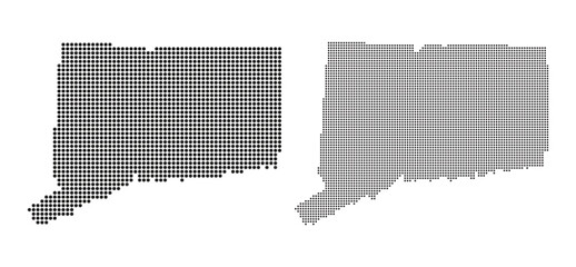 Creative black and grey dotted pattern vector map of Connecticut state isolated on white background