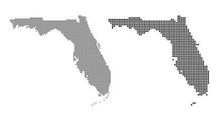 Creative black and grey dotted pattern vector map of Florida state isolated on white background