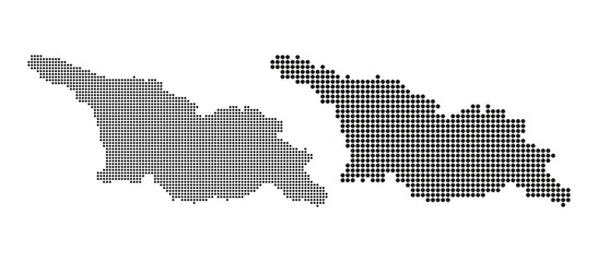 Georgia country map set with black dotted pattern on white background for modern infographic design