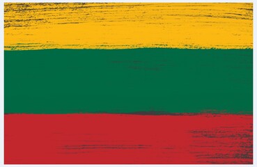 flag of lithuania with paint stroke