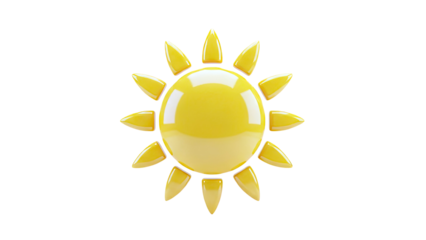 3D Rendered Yellow Sun on White Background
