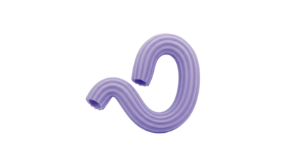 Abstract Lavender Wavy Tube Shape on White Background