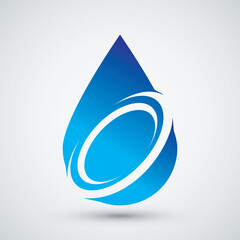 Abstract Blue Water Drop Logo Design for Mineral Water or Plumbing Service