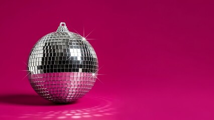 Fototapeta premium Disco Ball Mirror Sphere Celebration Party Nightclub Dance Bright Fuchsia