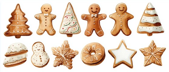 Delicious and festive gingerbread cookies in various shapes, perfect for holiday celebrations and seasonal treats.