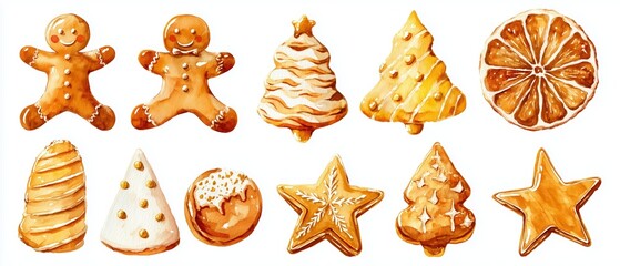 Deliciously decorated gingerbread cookies in festive shapes including stars, trees, and ornaments, perfect for holiday celebrations.