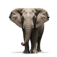 Obraz premium Majestic African Elephant Portrait with Prominent Ears against Clean White Backdrop View