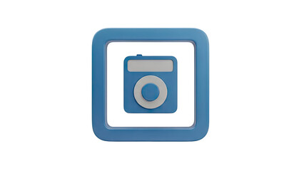 Blue 3D Icon of an Old MP3 Player
