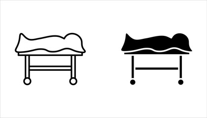 Dead body icon set. Death rate silhouette icon. Body in the morgue on white background