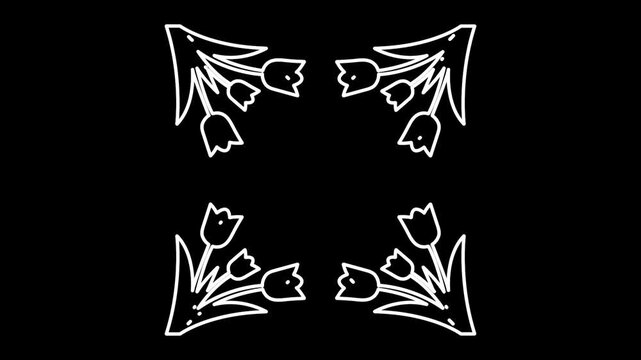 Vintage tattoo design set featuring black and white cats and a black cat on a branch with floral ornament elements, tribal silhouettes, and bird leaf patterns in a vector art illustration