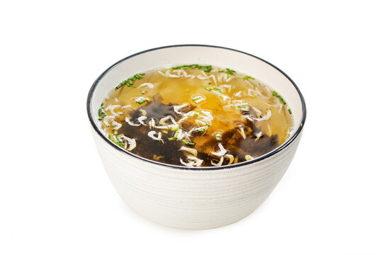 Traditional Shrimp and Nori Soup Bowl with Salty Broth