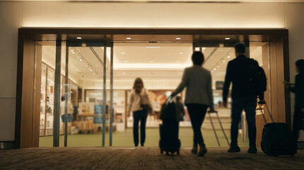 Passengers Entering Duty Free Store Entrance