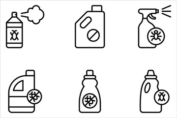 Pesticide icon set, bottle with Bug icon on white background