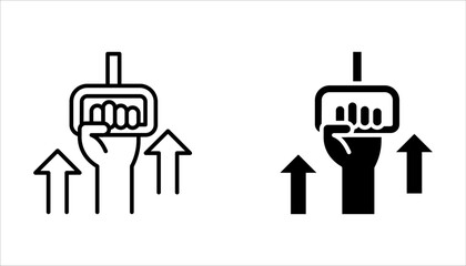 Pull-Up Bar Outline Icon set for Strength and Fitness Training on white background