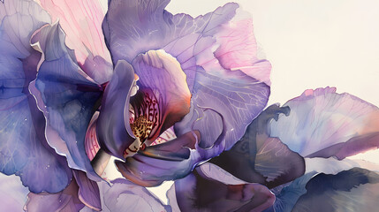watercolor macro purple orchid detailed petals