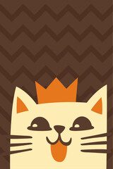 Cute cartoon cat illustration in flat style with plain background