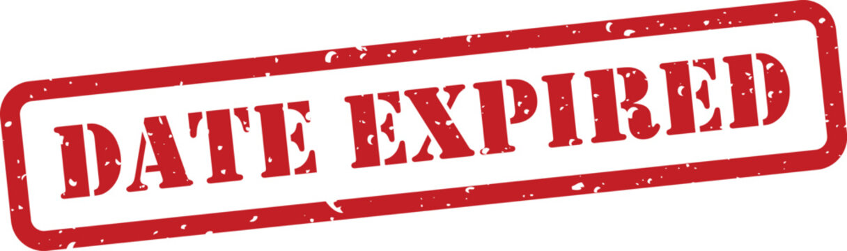 Red date expired stamp on white background