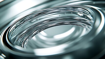 Abstract macro view of circular glass with metallic reflections.