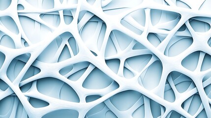 Abstract white organic network structure on a light blue background.