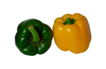 fresh whole green and red paprika isolated