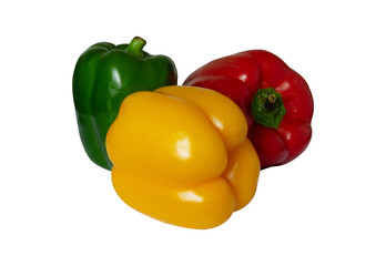 three color whole bell pepper isolated