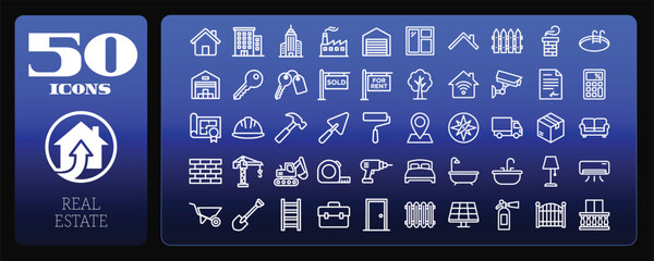 Real Estate Construction Line Icons Pack