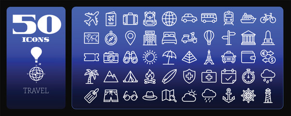 Travel and Tourism Outline Icons Pack