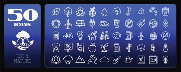 Ecology Nature and Environment Line Icons