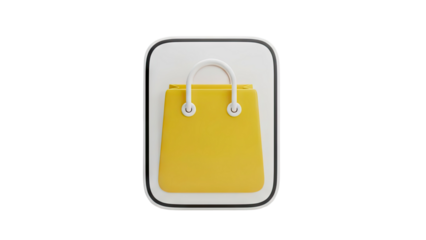 3D Yellow Shopping Bag Icon - E-commerce and Retail Symbol