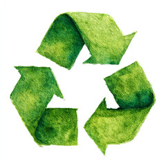 Watercolor green recycling symbol