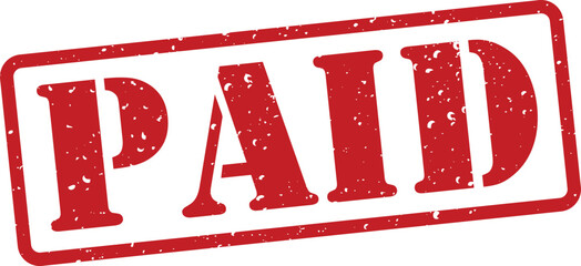 red paid stamp on white background