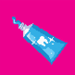 Toothpaste pixel art, illustration on isolated background.