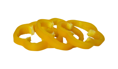 slice of yellow paprika ring without seeds isolated